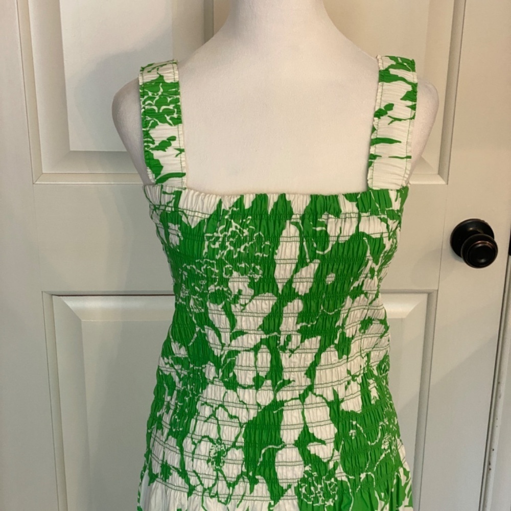 New! Rails Seville midi Dress in Lotus Green smocked floral nwot 33452 - Picture 8 of 16